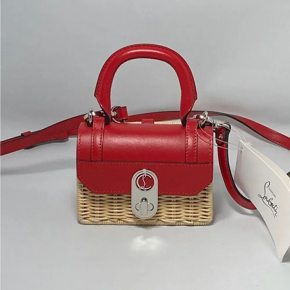 Christian Louboutin Elisa Nano leather and raffia tote - Picture 4 of 16
